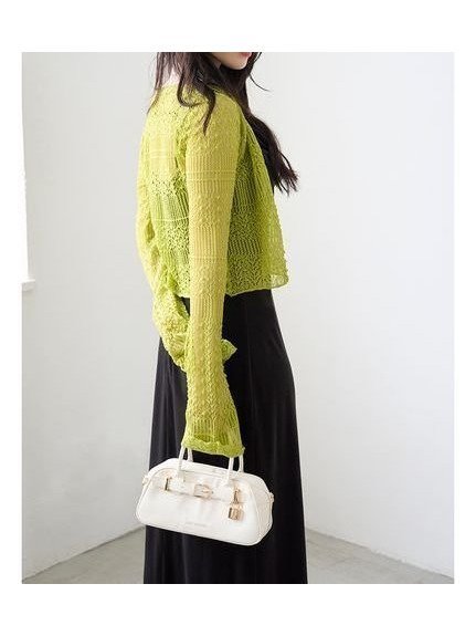 【リリーブラウン/Lily Brown】のセミシアーニットカーディガン インテリア・キッズ・メンズ・レディースファッション・服の通販 founy(ファニー) 　ファッション　Fashion　レディースファッション　Fashion for Women　トップス・カットソー　Cut & Sew Tops　ニット　Knit Tops & Sweaters　カーディガン・羽織り　Layered Style Cardigans　カーディガン　Cardigan, Knitwear　コンパクト　Compact, Small Size　スマート　Smart, Elegant　スリーブ　Sleeve, Long Sleeve / Short Sleeve　バランス　Balance, Style Balance　フレア　Flare, Flared　ボトム　Bottoms, Lower Wear　夏　Summer　透かし　Cut-Out, Lacework　GRN[024]|ID: prp329100004715096 ipo3291000000034066182