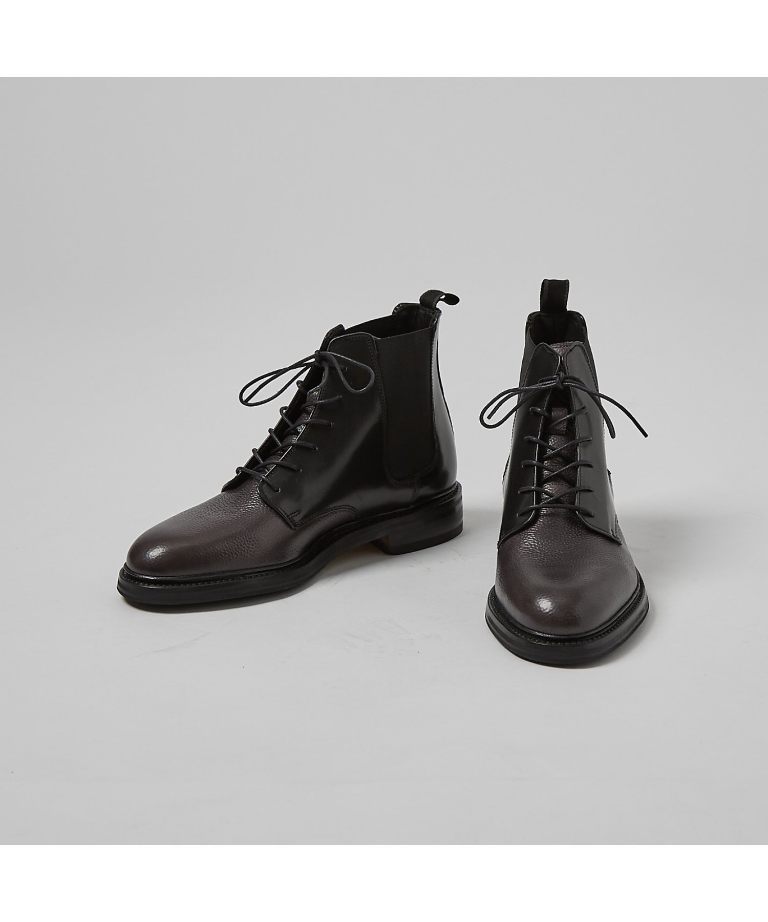 【アルフレッド バニスター/alfredoBANNISTER / MEN】のグッドイヤー製法 レースアップ サイドゴア 6ホール プレーントゥ ダービー ブ インテリア・キッズ・メンズ・レディースファッション・服の通販 founy(ファニー) 　ファッション　Fashion　メンズファッション　Fashion for Men　インソール　Shoe Insole　切替　Switching, Contrast Panel　シューズ　Shoes, Footwear　スキニー　Skinny, Slim Fit　スニーカー　Sneakers, Trainers　スラックス　Slacks, Dress Pants　ハンド　Hand, Handmade　ミドル　Middle Length, Mid Height　ライニング　Inner Lining, Inner Fabric, Lined　ラバー　Rubber, Rubber Sole　レース　Lace, Lace Fabric　ワイド　Wide, Wide Fit　エレガント 上品　Elegant　チャコールグレー|ID: prp329100004715170 ipo3291000000034066822