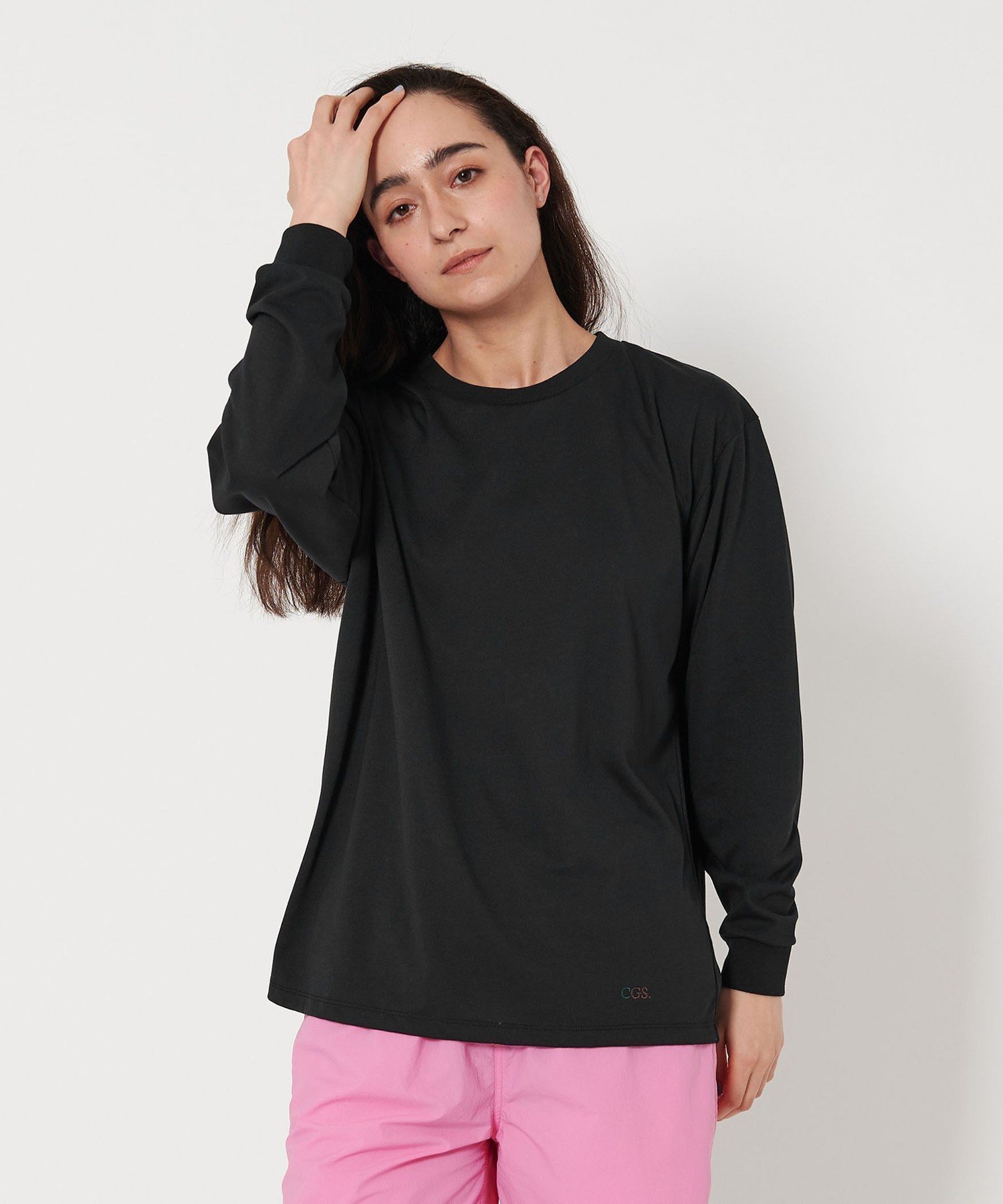 【ビューティ&ユース ユナイテッドアローズ/BEAUTY&YOUTH / UNITED ARROWS】のCGS. リサイクル ポリエステル ラック ロングスリーブ Tシャツ -吸水速乾 紫外線軽減- インテリア・キッズ・メンズ・レディースファッション・服の通販 founy(ファニー) 　ファッション　Fashion　レディースファッション　Fashion for Women　トップス・カットソー　Cut & Sew Tops　シャツ・ブラウス・オフィスカジュアル　Elegant Blouses & Button-Ups　ロングTシャツ・Tシャツ　Longline T-Shirts & Tees　スリーブ　Sleeve, Long Sleeve / Short Sleeve　リラックス　Relax, Relaxed Fit　ロング　Long, Long-Length　吸水　Absorbent, Quick-Dry　BLACK|ID: prp329100004715864 ipo3291000000034071974