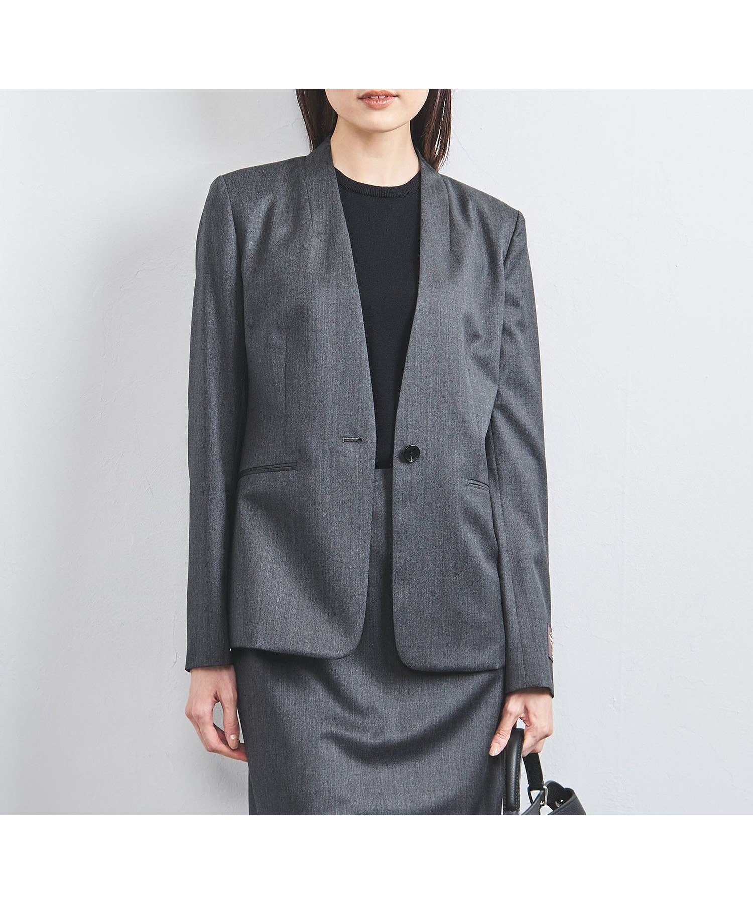 【ユナイテッドアローズ/UNITED ARROWS】のCANONICO ノーラペル ジャケット インテリア・キッズ・メンズ・レディースファッション・服の通販 founy(ファニー) 　ファッション　Fashion　レディースファッション　Fashion for Women　アウター　Coat / Outerwear Collection　レディースジャケット・軽アウター　Jackets　イタリア　Italy　インナー　Innerwear　シェイプ　Shape, Slim Fit　ジャケット　Jacket, Outerwear　セットアップ　Set-Up, Coordinated Outfit　フロント　Front, Front Design　アウトレット　Outlet / Clearance　おすすめ　Recommended / Our Picks　夏　Summer　エレガント 上品　Elegant　DK.GRAY|ID: prp329100004716077 ipo3291000000034074108