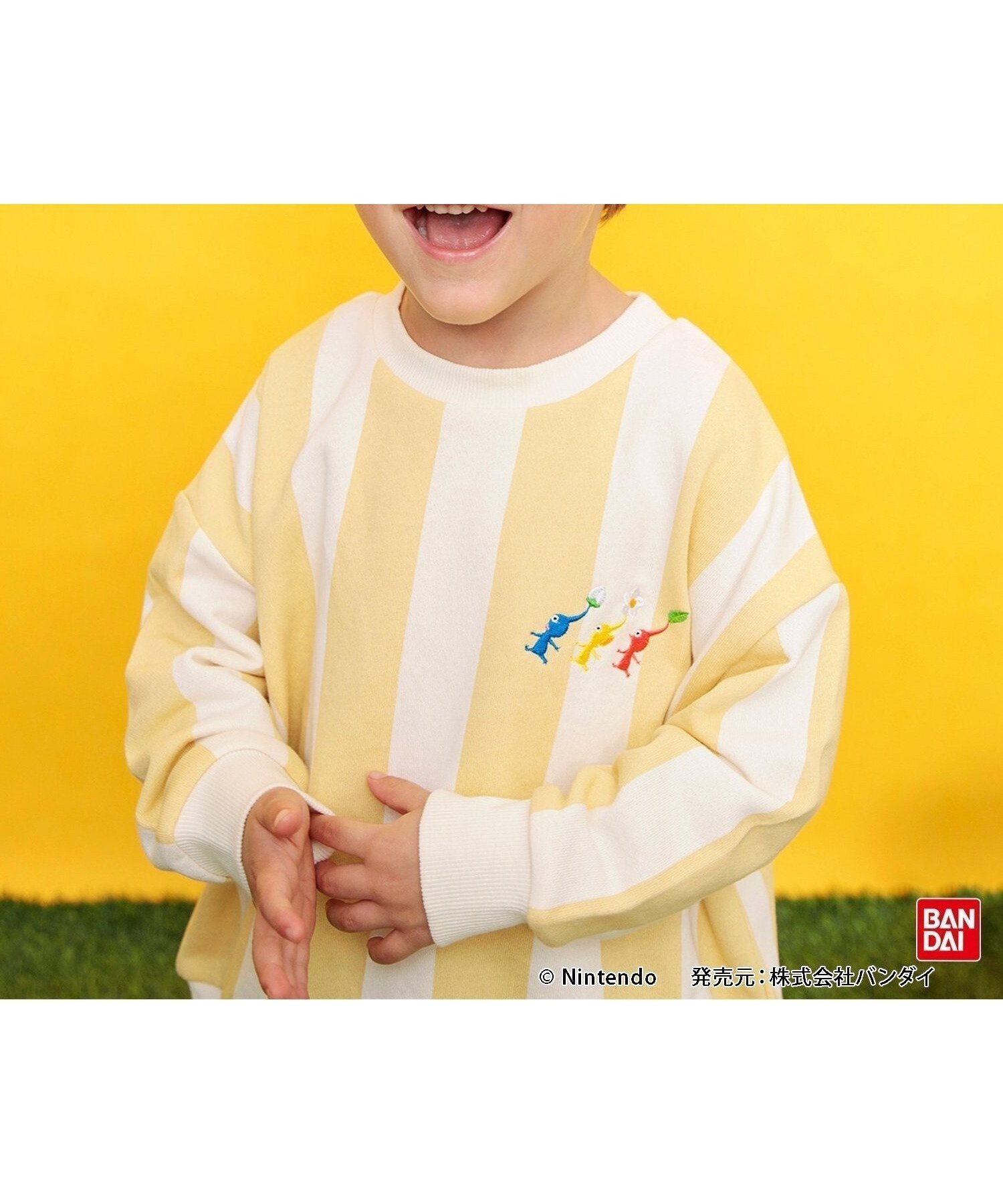 【エフオー オンラインストア/F.O.Online Store / KIDS】の【ピクミン】カラフルトレーナー インテリア・キッズ・メンズ・レディースファッション・服の通販 founy(ファニー) 　ファッション　Fashion　キッズファッション　Fashion for Kids　おすすめ　Recommended / Our Picks　イエロー　Yellow　イラスト　Illustration　カラフル　Colorful Design　ストライプ　Stripe, Striped Pattern　トレーナー　Sweatshirt, Trainer　プリント　Print, Printed Pattern　春　Spring　犬　Dog　イエロー|ID: prp329100004716212 ipo3291000000034683091