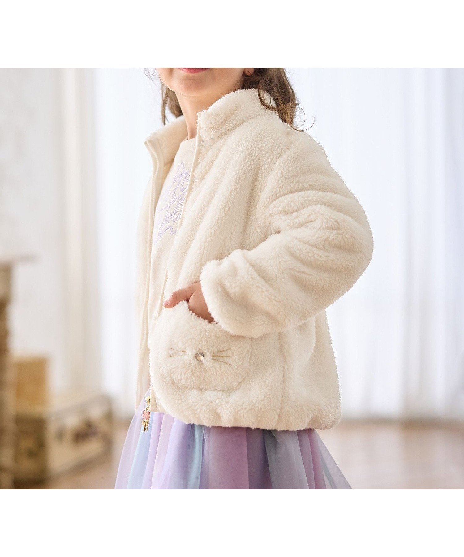 【エニー/ANY / KIDS】の【ドッキング可能】ネコボアブルゾン インテリア・キッズ・メンズ・レディースファッション・服の通販 founy(ファニー) 　ファッション　Fashion　キッズファッション　Fashion for Kids　洗える　Machine Washable　チェック　Check, Plaid, Tartan　チャーム　Charm, Pendant　ドッキング　Docking, Mixed Material　ネコ　Cat, Feline Motif　パーカー　Hoodie, Parka　ベーシック　Basic, Essential　ポケット　Pocket, Pocket Detail　防寒　Cold Protection, Winter-Ready　ライナー　Liner, Inner Layer　ラベンダー　Lavender　ループ　Loop, Loop Knit　シロネコ[002]|ID: prp329100004716268 ipo3291000000034076070