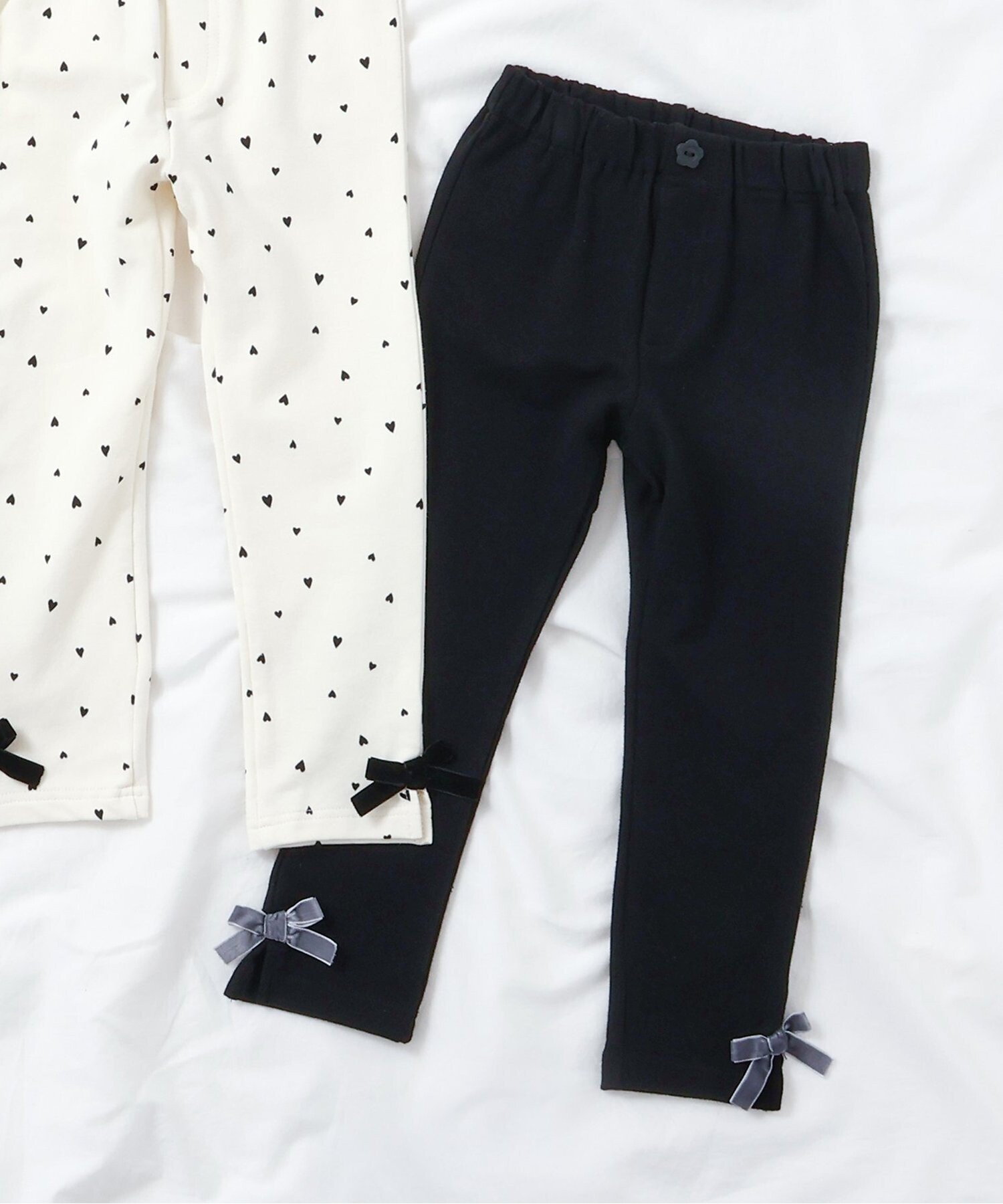 【エフオー オンラインストア/F.O.Online Store / KIDS】の裾リボン/7days Style pants 10分丈 インテリア・キッズ・メンズ・レディースファッション・服の通販 founy(ファニー) 　ファッション　Fashion　キッズファッション　Fashion for Kids　ボトムス　Bottoms　リボン　Ribbon, Bow　ブラック|ID: prp329100004716313 ipo3291000000034123219
