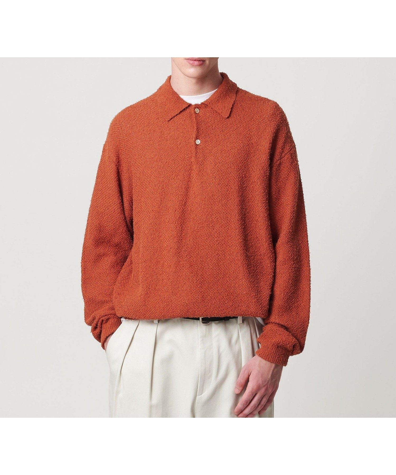 【ビューティ&ユース ユナイテッドアローズ/BEAUTY&YOUTH / UNITED ARROWS / MEN】のニュアンス カール 2B ポロニット インテリア・キッズ・メンズ・レディースファッション・服の通販 founy(ファニー) 　ファッション　Fashion　メンズファッション　Fashion for Men　秋　Autumn　カーゴパンツ　Cargo Pants, Utility Pants　鹿の子　Piqué, Kanoko Fabric　シンプル　Simple, Minimal　デニム　Denim, Jeans Material　バルーン　Balloon, Balloon Silhouette　フィット　Fit, Slim Fit　リラックス　Relax, Relaxed Fit　冬　Winter / This Winter　A/W・秋冬　Autumn/Winter　おすすめ　Recommended / Our Picks　ORANGE|ID: prp329100004716416 ipo3291000000034077288