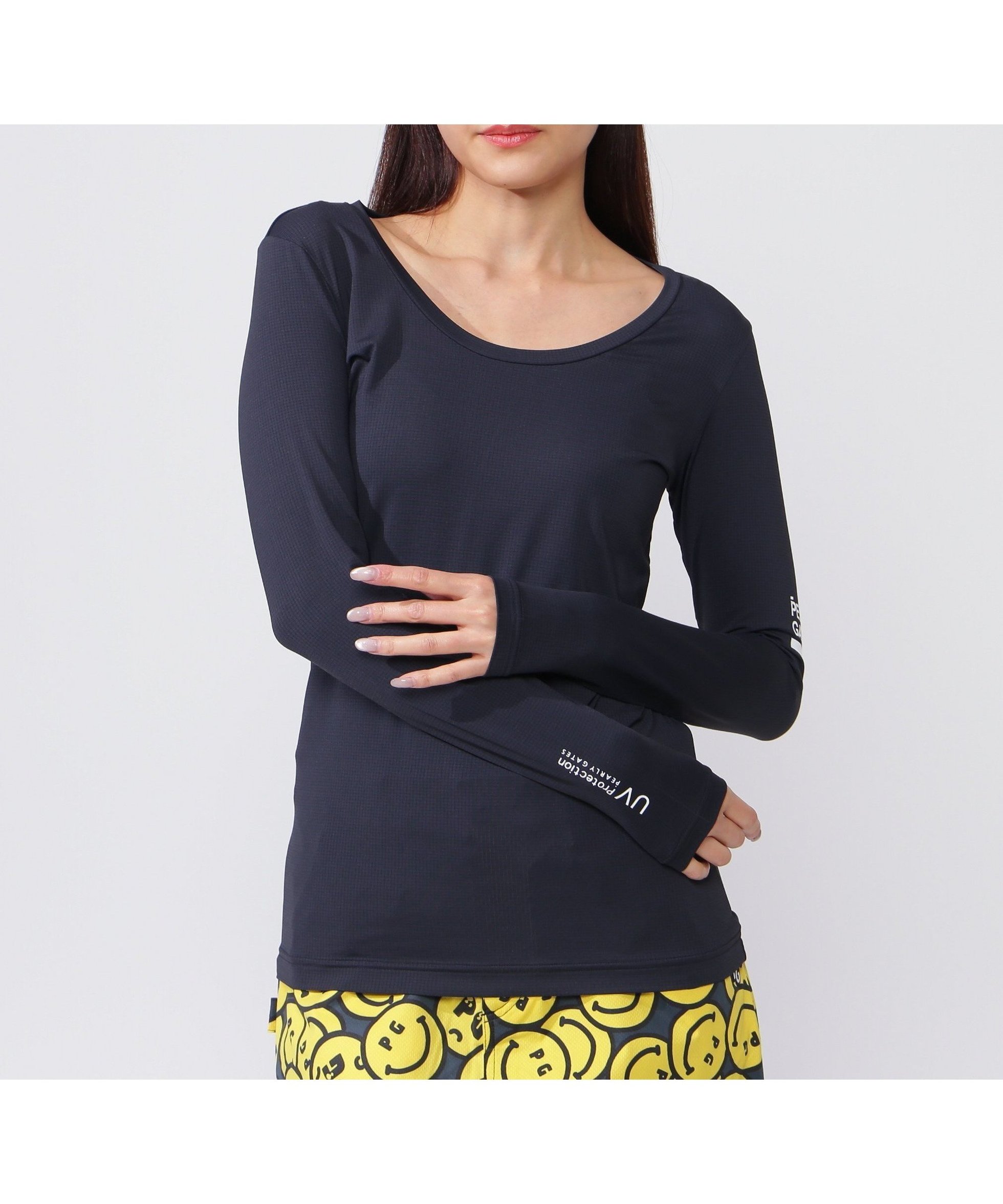 【その他のブランド/Other】のN/ベア天竺リップ長袖Uネックカットソー (LADIES) インテリア・キッズ・メンズ・レディースファッション・服の通販 founy(ファニー) 　ファッション　Fashion　レディースファッション　Fashion for Women　トップス・カットソー　Cut & Sew Tops　カットソー・ベーシックTシャツ　Cut-and-Sewn Tops / Stretch Tees & Basics　ゴルフ　Golf　リップ　Lip, Lip Motif　吸水　Absorbent, Quick-Dry　夏　Summer　春　Spring　S/S・春夏　SS, Spring/Summer, Warm Season　長袖　Long Sleeve, Full Sleeve　ダークネイビー|ID: prp329100004716540 ipo3291000000034078218