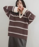 【リアン/Lian】のアルパカタッチボーダーポロニット 人気、トレンドファッション・服の通販 founy(ファニー) ファッション Fashion レディースファッション Fashion for Women トップス・カットソー Cut & Sew Tops ニット Knit Tops & Sweaters ボーダー Border, Stripe thumbnail ブラウン|ID: prp329100004717152 ipo3291000000034291354