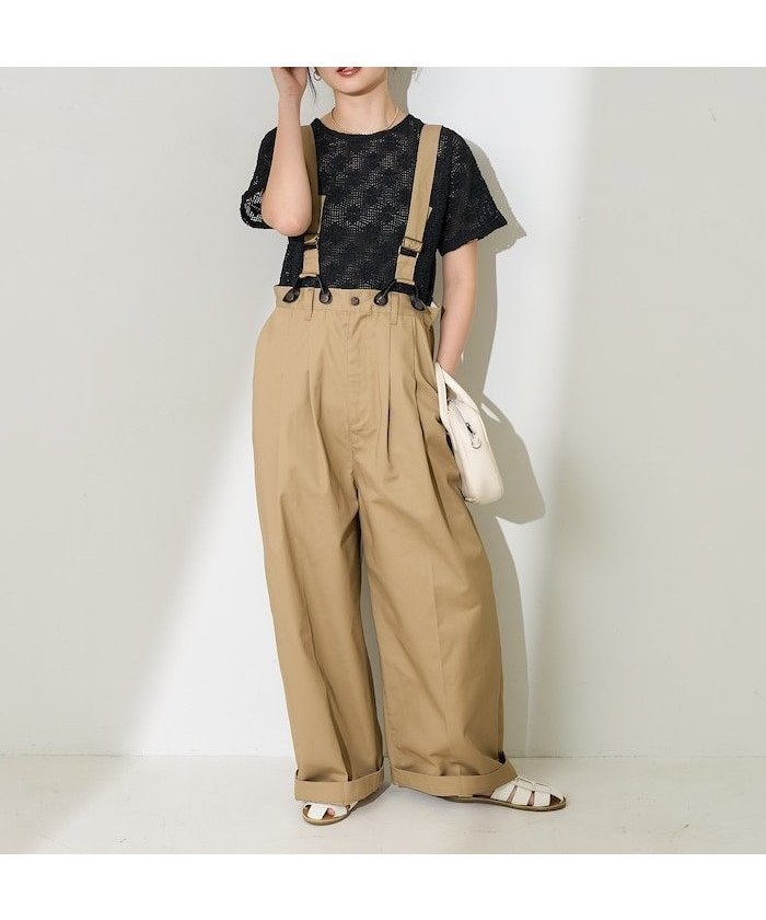 【フリークスストア/FREAK'S STORE】の別注 サスペンダー付き ビッグ2タックツイルパンツ 25SS インテリア・キッズ・メンズ・レディースファッション・服の通販 founy(ファニー) 　ファッション　Fashion　レディースファッション　Fashion for Women　パンツ　Pants & Trousers　2025年　2025　2025春夏・S/S　Spring/Summer 2025 SS25　おすすめ　Recommended / Our Picks　コンパクト　Compact, Small Size　サスペンダー　Suspenders, Braces　スペシャル　Special, Limited Edition　ツイル　Twist, Twisted Detail　ビッグ　Big, Oversized　フェミニン　Feminine, Girly　メンズ　Men's, Menswear　ワイド　Wide, Wide Fit　ワーク　Workwear, Utility Style　別注　Limited Edition, Custom Order　夏　Summer　S/S・春夏　SS, Spring/Summer, Warm Season　ベージュ|ID: prp329100004717248 ipo3291000000034083458