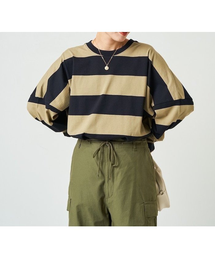 【フリークスストア/FREAK'S STORE】のワイドボーダー ロングスリーブ Tシャツ【限定展開】 24AW インテリア・キッズ・メンズ・レディースファッション・服の通販 founy(ファニー) 　ファッション　Fashion　レディースファッション　Fashion for Women　トップス・カットソー　Cut & Sew Tops　シャツ・ブラウス・オフィスカジュアル　Elegant Blouses & Button-Ups　ロングTシャツ・Tシャツ　Longline T-Shirts & Tees　カットソー　Cut and Sewn Top　スリーブ　Sleeve, Long Sleeve / Short Sleeve　チュニック　Tunic, Long Top　定番　Standard, Basic Item　人気　Popular, Best Seller　ビッグ　Big, Oversized　ベーシック　Basic, Essential　ボーダー　Border, Stripe　ラウンド　Round, Round Neck　ロング　Long, Long-Length　ワイド　Wide, Wide Fit　A/W・秋冬　Autumn/Winter　冬　Winter / This Winter　おすすめ　Recommended / Our Picks　2024年　2024　2024-2025秋冬・A/W　Autumn/Winter 2024–25 AW24–25　ブラック×ベージュ|ID: prp329100004717291 ipo3291000000034083822