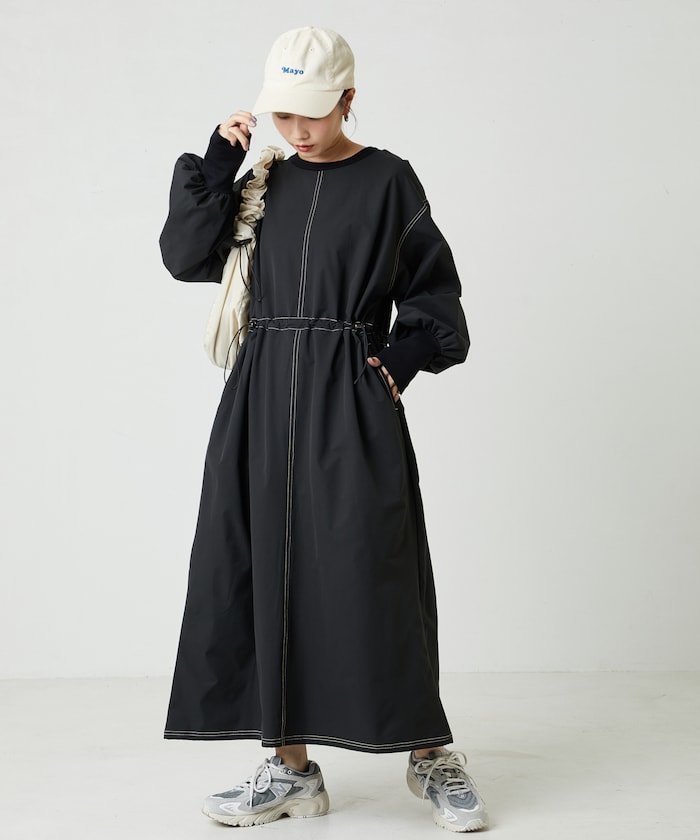 【フリークスストア/FREAK'S STORE】のウエスト ドローコード フレアワンピース【限定展開】 24AW インテリア・キッズ・メンズ・レディースファッション・服の通販 founy(ファニー) 　ファッション　Fashion　レディースファッション　Fashion for Women　ワンピース　Dresses　2024年　2024　2024-2025秋冬・A/W　Autumn/Winter 2024–25 AW24–25　冬　Winter / This Winter　スリーブ　Sleeve, Long Sleeve / Short Sleeve　デニム　Denim, Jeans Material　ドローコード　Drawcord, Drawstring Cord　フレア　Flare, Flared　マキシ　Maxi, Full Length　A/W・秋冬　Autumn/Winter　ブラック|ID: prp329100004717337 ipo3291000000034084490