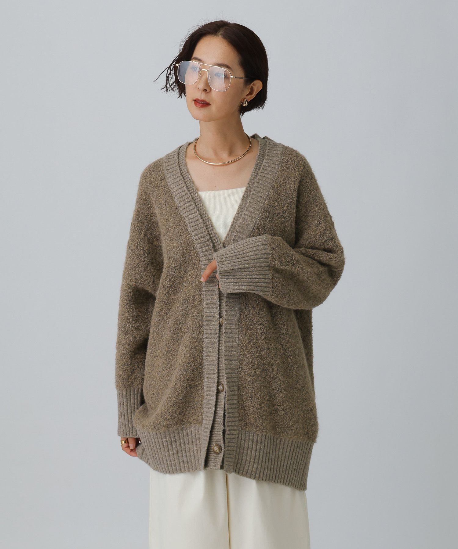 【レプシィム ローリーズファーム/LEPSIM LOWRYS FARM】の5ゲージダブルカラーチュニックカーディガン 人気、トレンドファッション・服の通販 founy(ファニー) 　ファッション　Fashion　レディースファッション　Fashion for Women　トップス・カットソー　Cut & Sew Tops　カーディガン・羽織り　Layered Style Cardigans　おすすめ　Recommended / Our Picks　カーディガン　Cardigan, Knitwear　チュニック　Tunic, Long Top　 other-1|ID: prp329100004717386 ipo3291000000034480579