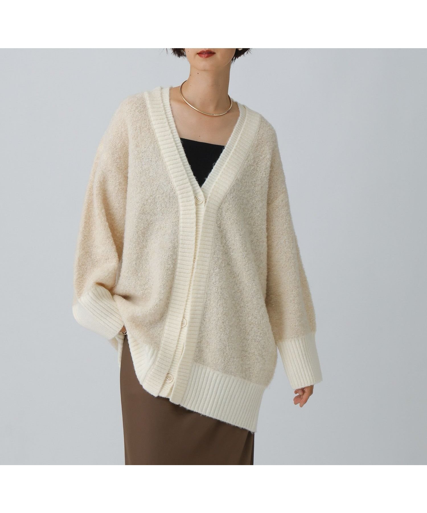 【レプシィム ローリーズファーム/LEPSIM LOWRYS FARM】の5ゲージダブルカラーチュニックカーディガン インテリア・キッズ・メンズ・レディースファッション・服の通販 founy(ファニー) 　ファッション　Fashion　レディースファッション　Fashion for Women　トップス・カットソー　Cut & Sew Tops　カーディガン・羽織り　Layered Style Cardigans　おすすめ　Recommended / Our Picks　カーディガン　Cardigan, Knitwear　チュニック　Tunic, Long Top　アイボリー08|ID: prp329100004717386 ipo3291000000034480584