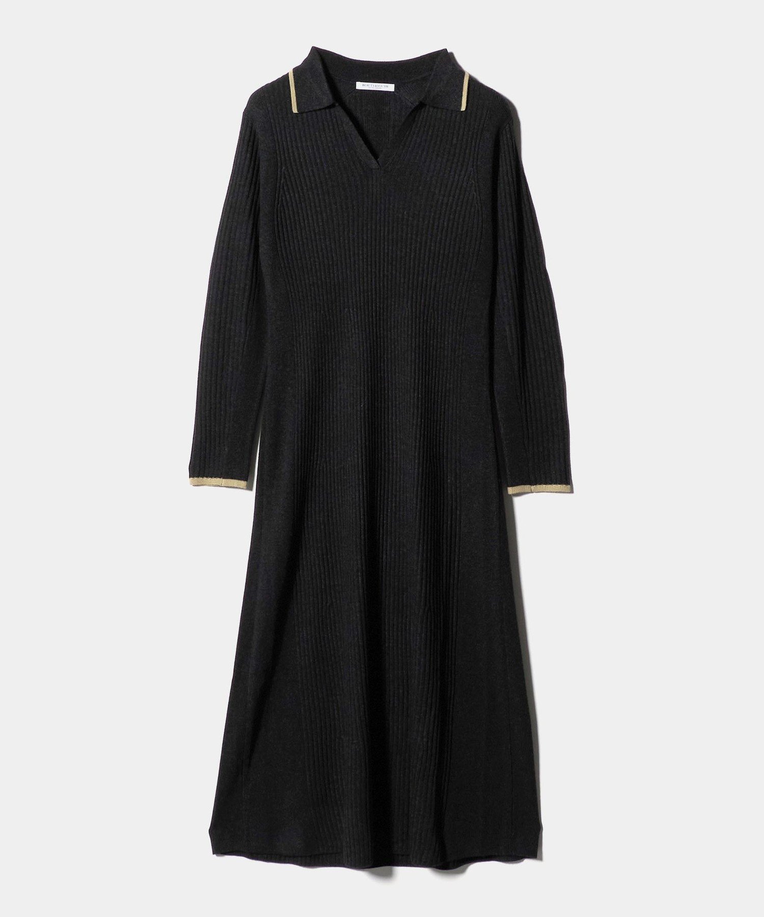 【ビューティ&ユース ユナイテッドアローズ/BEAUTY&YOUTH / UNITED ARROWS】のウールポリエステルブレンド メランジ リブニットワンピース インテリア・キッズ・メンズ・レディースファッション・服の通販 founy(ファニー) 　ファッション　Fashion　レディースファッション　Fashion for Women　ワンピース　Dresses　ニットワンピース　Knit Dresses　エレガント 上品　Elegant　ショート　Short, Short Length　フェミニン　Feminine, Girly　フレア　Flare, Flared　メランジ　Melange, Mixed Yarn　ランダム　Random, Irregular　おすすめ　Recommended / Our Picks　DK.GRAY|ID: prp329100004717389 ipo3291000000034085256