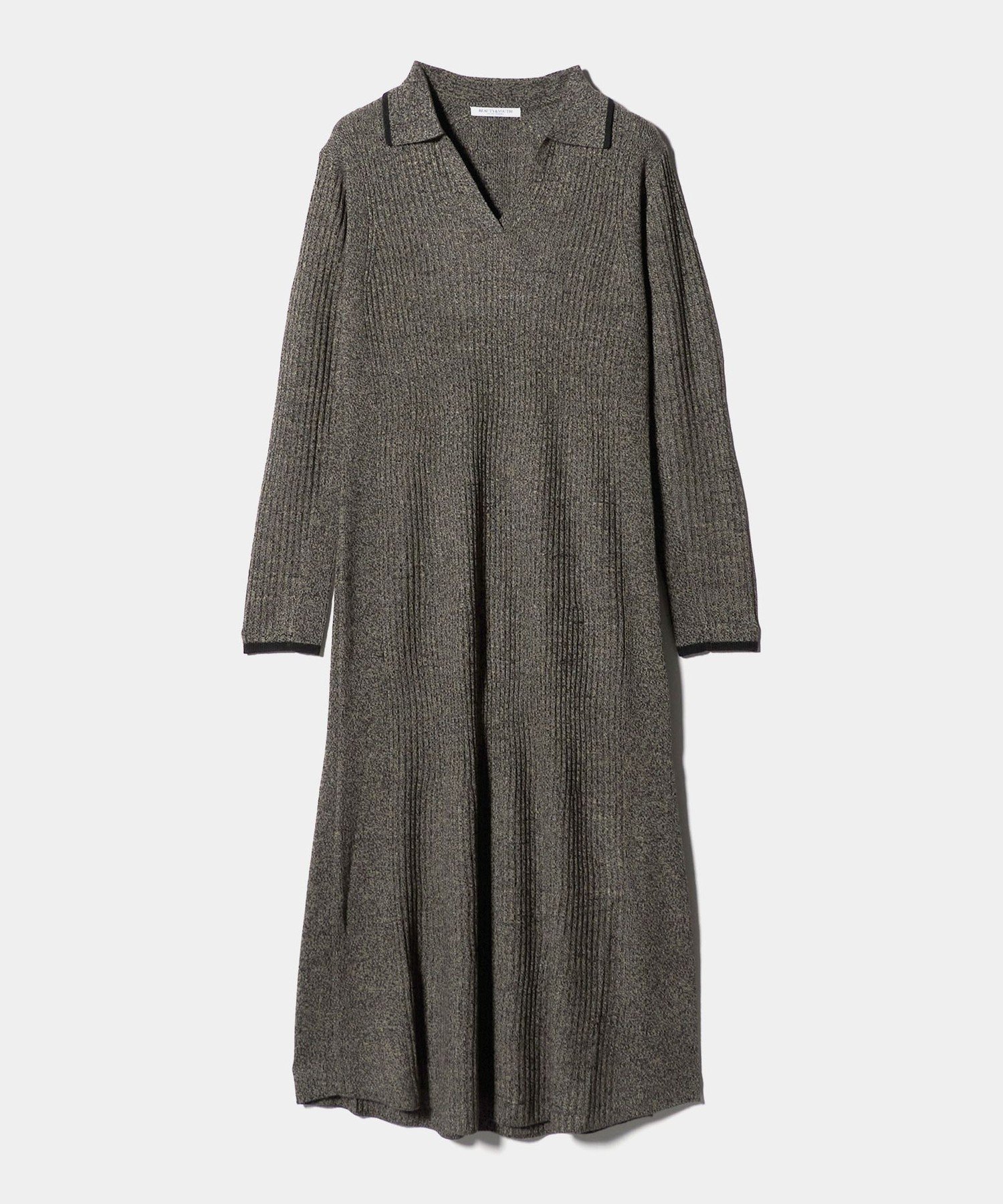 【ビューティ&ユース ユナイテッドアローズ/BEAUTY&YOUTH / UNITED ARROWS】のウールポリエステルブレンド メランジ リブニットワンピース インテリア・キッズ・メンズ・レディースファッション・服の通販 founy(ファニー) 　ファッション　Fashion　レディースファッション　Fashion for Women　ワンピース　Dresses　ニットワンピース　Knit Dresses　エレガント 上品　Elegant　ショート　Short, Short Length　フェミニン　Feminine, Girly　フレア　Flare, Flared　メランジ　Melange, Mixed Yarn　ランダム　Random, Irregular　おすすめ　Recommended / Our Picks　BEIGE|ID: prp329100004717389 ipo3291000000034085257