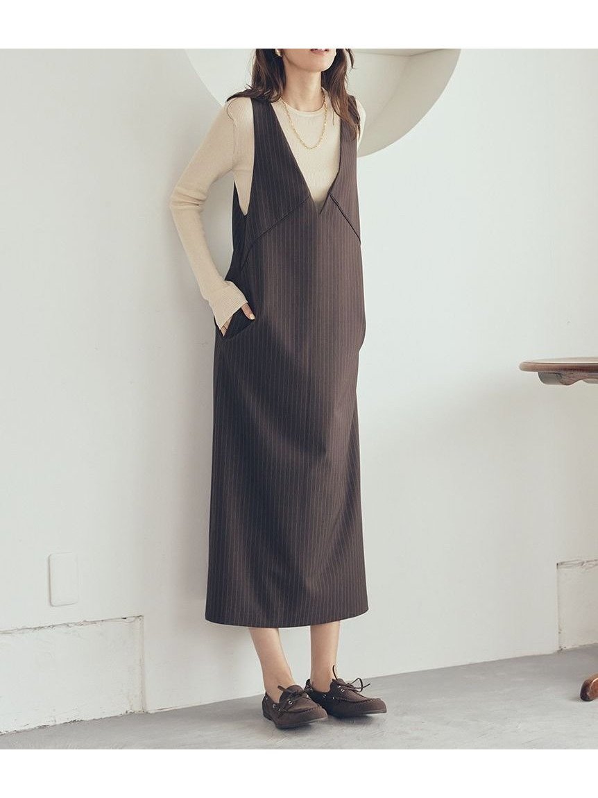 【ミラオーウェン/Mila Owen】の【セットアイテム】クルーネックニット×Aラインキャミレイヤードワンピース インテリア・キッズ・メンズ・レディースファッション・服の通販 founy(ファニー) 　雑誌掲載アイテム　Magazine Picks & Fashion Features　ファッション雑誌　Fashion Magazines　ヴェリィ　VERY　ファッション　Fashion　レディースファッション　Fashion for Women　ワンピース　Dresses　インナー　Innerwear　秋　Autumn　今季　This Season, Current Season　12月号　December Issue　シンプル　Simple, Minimal　スマート　Smart, Elegant　雑誌　Magazine, Fashion Magazine　ツイード　Twill, Twill Weave　モノトーン　Monotone, Black and White　リブニット　Rib Knit, Ribbed Knit　エレガント 上品　Elegant　BRW[058]|ID: prp329100004717425 ipo3291000000034966927