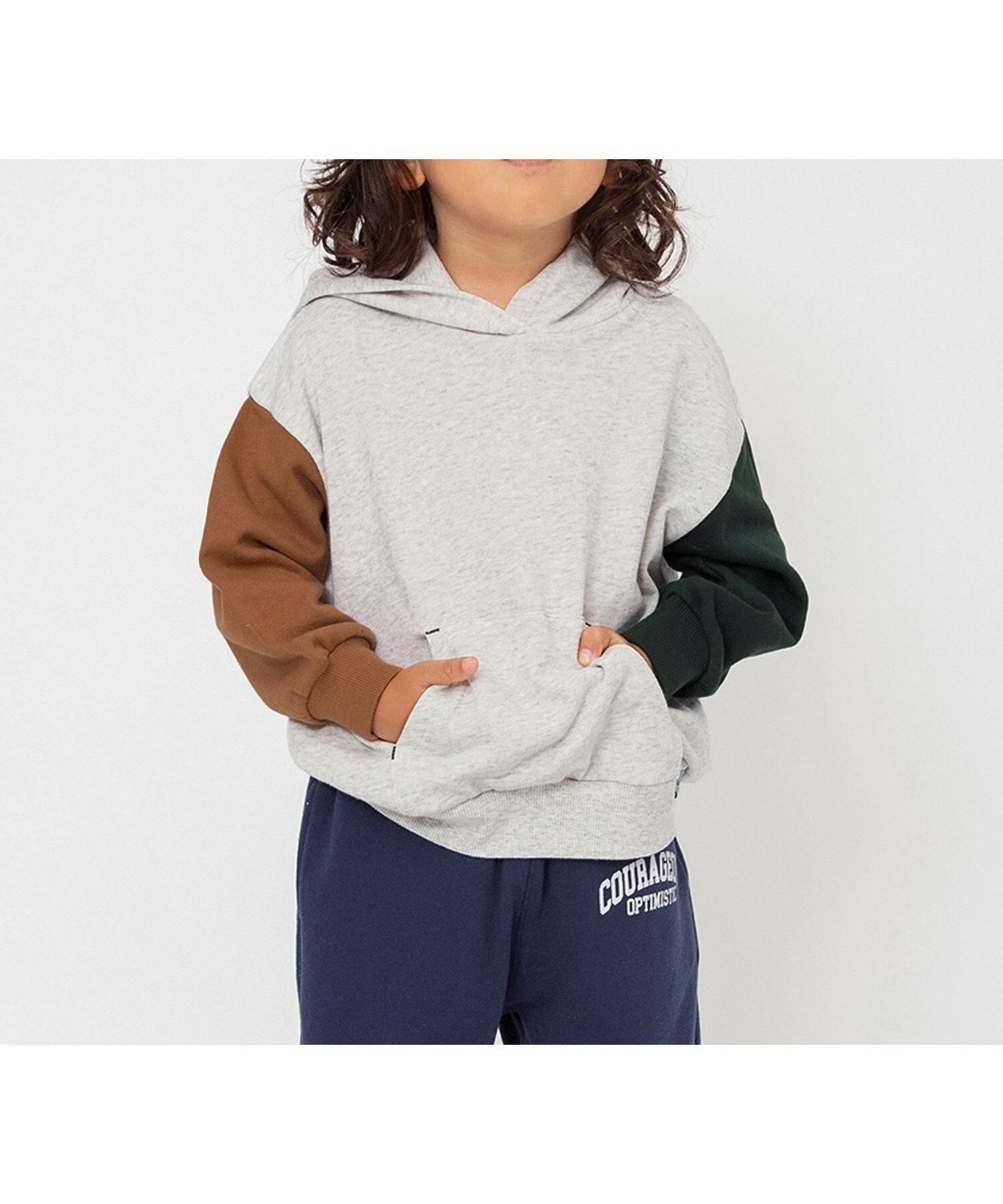 【エフオー オンラインストア/F.O.Online Store / KIDS】のWEB限定 無地ボーダーパーカー インテリア・キッズ・メンズ・レディースファッション・服の通販 founy(ファニー) 　ファッション　Fashion　キッズファッション　Fashion for Kids　トレーナー　Sweatshirt, Trainer　パーカー　Hoodie, Parka　ボーダー　Border, Stripe　無地　Plain, Solid Color　アイボリー|ID: prp329100004717611 ipo3291000000034088279