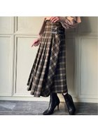 【ジュノア/JUNOAH】のベルト付きプリーツチェックスカート ダークグレー|ID: prp329100004718550 ipo3291000000034096270