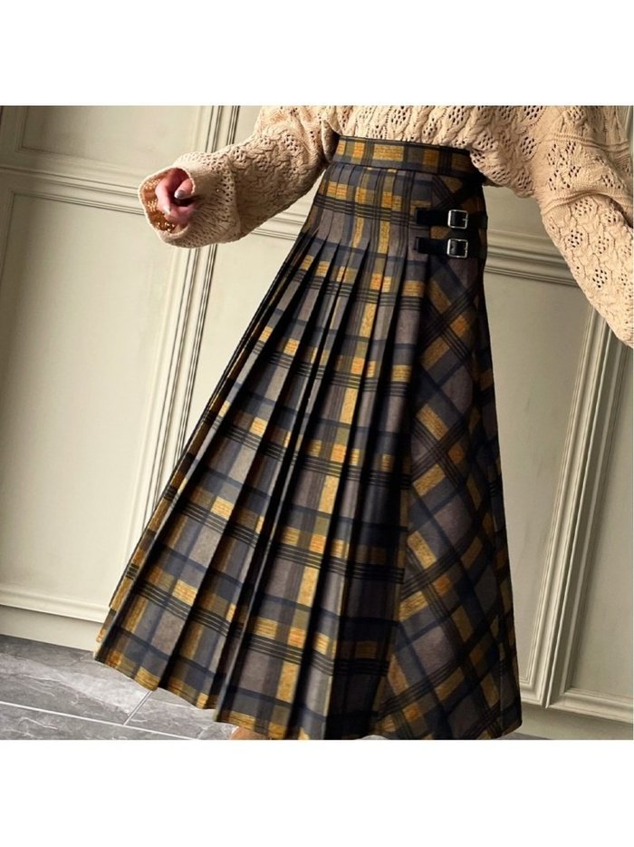 【ジュノア/JUNOAH】のベルト付きプリーツチェックスカート インテリア・キッズ・メンズ・レディースファッション・服の通販 founy(ファニー) https://founy.com/ ファッション Fashion レディースファッション Fashion for Women スカート Skirts ベルト&ウエストマーク Belts & Waist Accessories |ID: prp329100004718550 ipo3291000000034598235