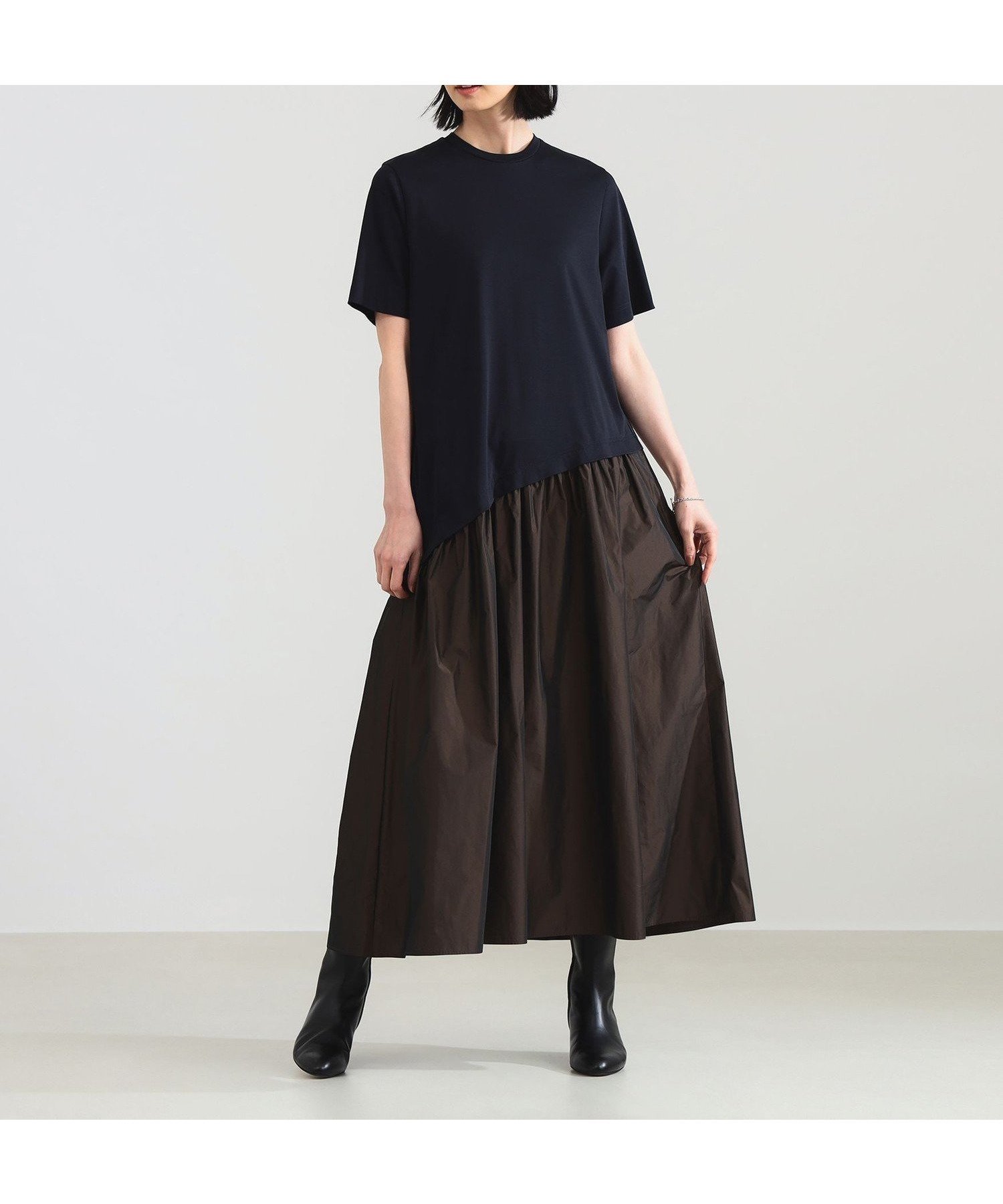 【デミルクス ビームス/Demi-Luxe BEAMS】の【10/2新規値下げ】タフタ コンビ ワンピース 人気、トレンドファッション・服の通販 founy(ファニー) 　ファッション　Fashion　レディースファッション　Fashion for Women　ワンピース　Dresses　カットソー　Cut and Sewn Top　コンビ　Combo, Combination Style　シャンブレー　Chambray, Denim-Like Fabric　ジャケット　Jacket, Outerwear　タフタ　Taffeta, Structured Fabric　ドッキング　Docking, Mixed Material　ポケット　Pocket, Pocket Detail　ルーズ　Loose, Oversized　おすすめ　Recommended / Our Picks　エレガント 上品　Elegant　 other-1|ID: prp329100004718586 ipo3291000000034096641
