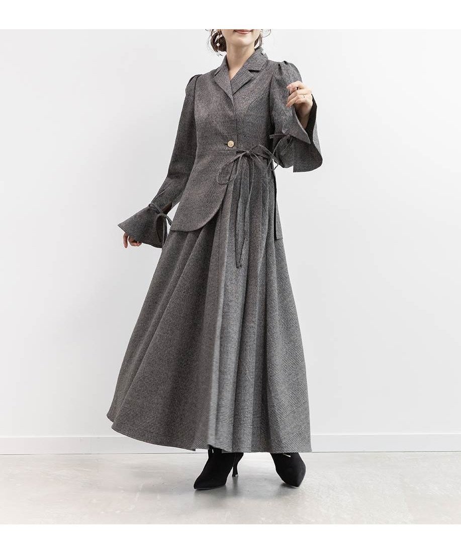 【ランダ/RANDA】のテーラードカラーワンピース インテリア・キッズ・メンズ・レディースファッション・服の通販 founy(ファニー) 　ファッション　Fashion　レディースファッション　Fashion for Women　ワンピース　Dresses　おすすめ　Recommended / Our Picks　インナー　Innerwear　エレガント 上品　Elegant　クラシカル　Classical, Vintage-Inspired　タートルネック　Turtleneck, High Neck　フレア　Flare, Flared　リボン　Ribbon, Bow　A/W・秋冬　Autumn/Winter　CHECK|ID: prp329100004718589 ipo3291000000034096663