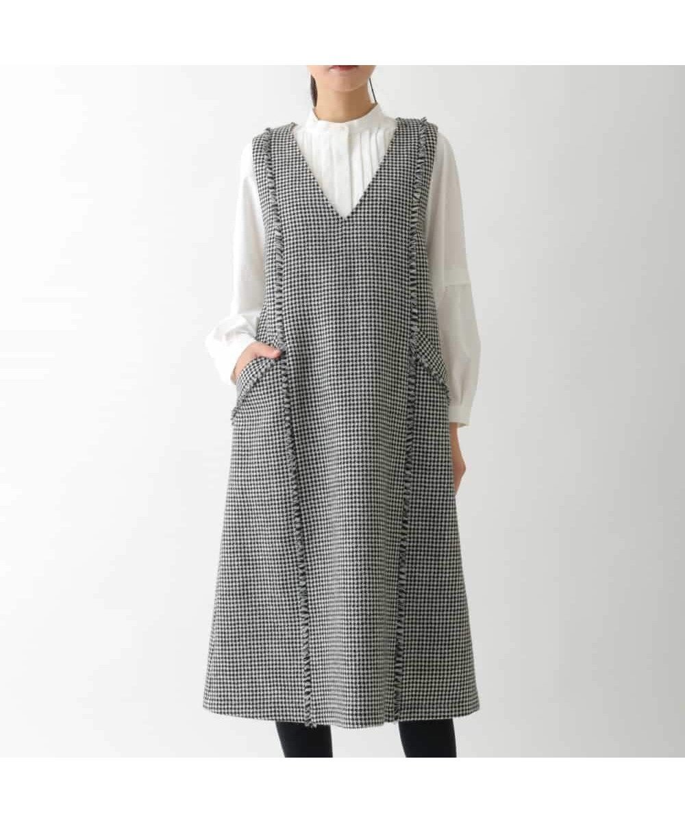 【ヒロコビス/HIROKO BIS】の千鳥チェックツイードジャンパースカート インテリア・キッズ・メンズ・レディースファッション・服の通販 founy(ファニー)  ファッション Fashion レディースファッション Fashion for Women スカート Skirts おすすめ Recommended / Our Picks カーディガン Cardigan, Knitwear ジャケット Jacket, Outerwear スリーブ Sleeve, Long Sleeve / Short Sleeve ポケット Pocket, Pocket Detail エレガント 上品 Elegant ブラック|ID: prp329100004718656 ipo3291000000034097088