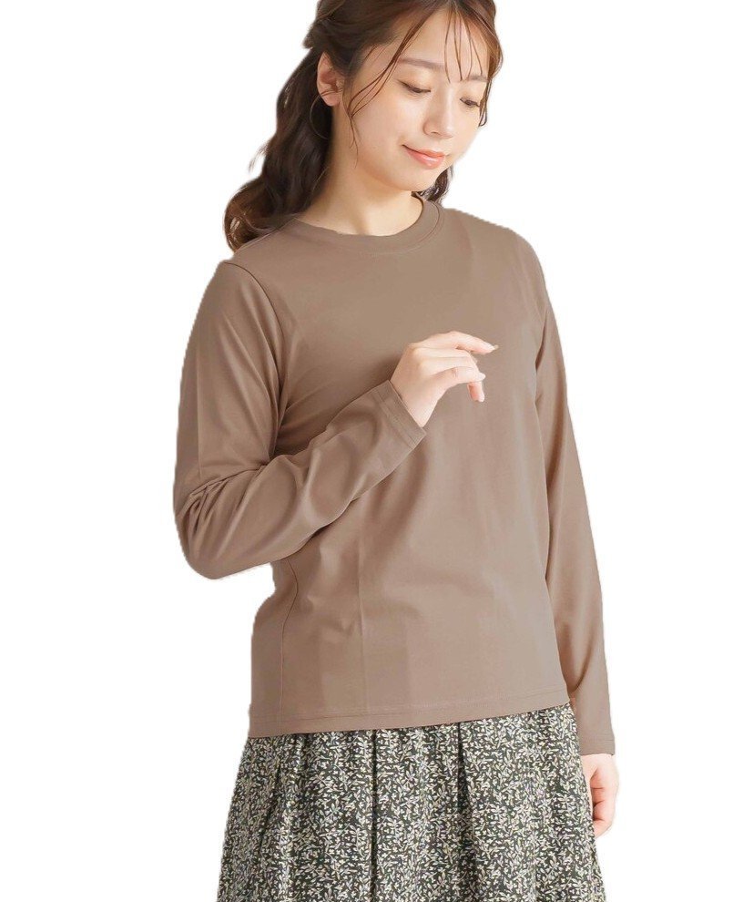【ローラ/Rora】のコットン天竺長袖Tシャツ インテリア・キッズ・メンズ・レディースファッション・服の通販 founy(ファニー) 　ファッション　Fashion　レディースファッション　Fashion for Women　トップス・カットソー　Cut & Sew Tops　シャツ・ブラウス・オフィスカジュアル　Elegant Blouses & Button-Ups　ロングTシャツ・Tシャツ　Longline T-Shirts & Tees　カメラ　Camera Accessories　シンプル　Simple, Minimal　ジャケット　Jacket, Outerwear　トレーナー　Sweatshirt, Trainer　長袖　Long Sleeve, Full Sleeve　ベーシック　Basic, Essential　無地　Plain, Solid Color　ラウンド　Round, Round Neck　ロング　Long, Long-Length　A/W・秋冬　Autumn/Winter　おすすめ　Recommended / Our Picks　夏　Summer　お正月　New Year　クリスマス X'mas　Christmas / X'mas　ギフト プレゼント　Gift / Present　入学式　Entrance Ceremony　卒業式　Graduation Ceremony　モカ/USA|ID: prp329100004718785 ipo3291000000034098015