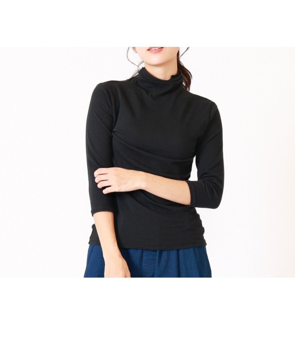 【ローラ/Rora】のUVボトルネック7分袖Tシャツ インテリア・キッズ・メンズ・レディースファッション・服の通販 founy(ファニー) 　ファッション　Fashion　レディースファッション　Fashion for Women　トップス・カットソー　Cut & Sew Tops　シャツ・ブラウス・オフィスカジュアル　Elegant Blouses & Button-Ups　ロングTシャツ・Tシャツ　Longline T-Shirts & Tees　インナー　Innerwear　カメラ　Camera Accessories　シンプル　Simple, Minimal　ストレッチ　Stretch, Stretchy Fabric　ハイネック　High Neck, Mock Neck　フィット　Fit, Slim Fit　ボトルネック　Bottle Neck, Mock Neck　防寒　Cold Protection, Winter-Ready　無地　Plain, Solid Color　冬　Winter / This Winter　A/W・秋冬　Autumn/Winter　夏　Summer　お正月　New Year　クリスマス X'mas　Christmas / X'mas　ギフト プレゼント　Gift / Present　入学式　Entrance Ceremony　卒業式　Graduation Ceremony　07.ブラック|ID: prp329100004718788 ipo3291000000034098034