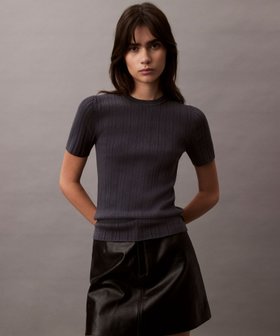 【カルバンクライン/Calvin Klein】の【公式ショップ】 カルバンクライン コットンリブショートスリーブプルオーバー Calvin Klein Jeans 47B361G 人気、トレンドファッション・服の通販 founy(ファニー) ファッション Fashion レディースファッション Fashion for Women トップス・カットソー Cut & Sew Tops カジュアルプルオーバー・ニットトップス Pullovers & Knit Tops / Casual Pullovers ショート Short, Short Length シンプル Simple, Minimal ジーンズ Jeans, Denim Pants スリム Slim, Slim Fit スリーブ Sleeve, Long Sleeve / Short Sleeve モダン Modern, Contemporary ワンポイント One Point, Statement Accent |ID:prp329100004718971