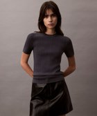 【カルバンクライン/Calvin Klein】の【公式ショップ】 カルバンクライン コットンリブショートスリーブプルオーバー Calvin Klein Jeans 47B361G 人気、トレンドファッション・服の通販 founy(ファニー) ファッション Fashion レディースファッション Fashion for Women トップス・カットソー Cut & Sew Tops カジュアルプルオーバー・ニットトップス Pullovers & Knit Tops / Casual Pullovers ショート Short, Short Length シンプル Simple, Minimal ジーンズ Jeans, Denim Pants スリム Slim, Slim Fit スリーブ Sleeve, Long Sleeve / Short Sleeve モダン Modern, Contemporary ワンポイント One Point, Statement Accent thumbnail Ebony|ID: prp329100004718971 ipo3291000000034099562