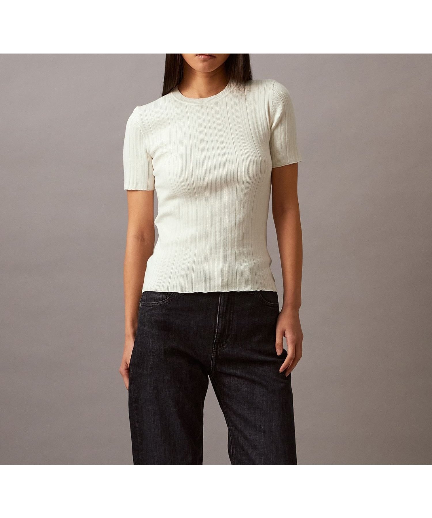【カルバンクライン/Calvin Klein】の【公式ショップ】 カルバンクライン コットンリブショートスリーブプルオーバー Calvin Klein Jeans 47B361G インテリア・キッズ・メンズ・レディースファッション・服の通販 founy(ファニー) 　ファッション　Fashion　レディースファッション　Fashion for Women　トップス・カットソー　Cut & Sew Tops　カジュアルプルオーバー・ニットトップス　Pullovers & Knit Tops / Casual Pullovers　ショート　Short, Short Length　シンプル　Simple, Minimal　ジーンズ　Jeans, Denim Pants　スリム　Slim, Slim Fit　スリーブ　Sleeve, Long Sleeve / Short Sleeve　モダン　Modern, Contemporary　ワンポイント　One Point, Statement Accent　Tofu|ID: prp329100004718971 ipo3291000000034099564