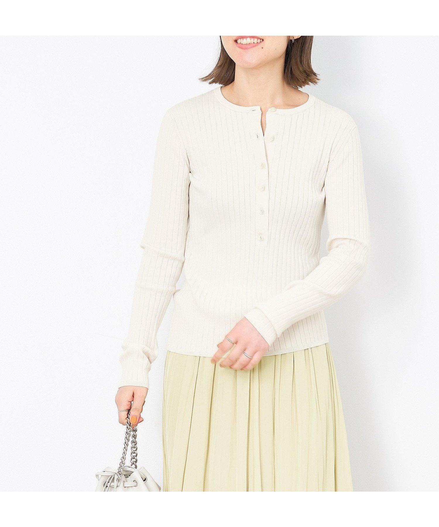 【マイカ ディール/MICA & DEAL】のヘンリーネックワイドリブプルオーバー インテリア・キッズ・メンズ・レディースファッション・服の通販 founy(ファニー) 　ファッション　Fashion　レディースファッション　Fashion for Women　トップス・カットソー　Cut & Sew Tops　カジュアルプルオーバー・ニットトップス　Pullovers & Knit Tops / Casual Pullovers　コンパクト　Compact, Small Size　ワイドリブ　Wide Rib, Wide Ribbed Knit　おすすめ　Recommended / Our Picks　エレガント 上品　Elegant　ECRU|ID: prp329100004719036 ipo3291000000034125633