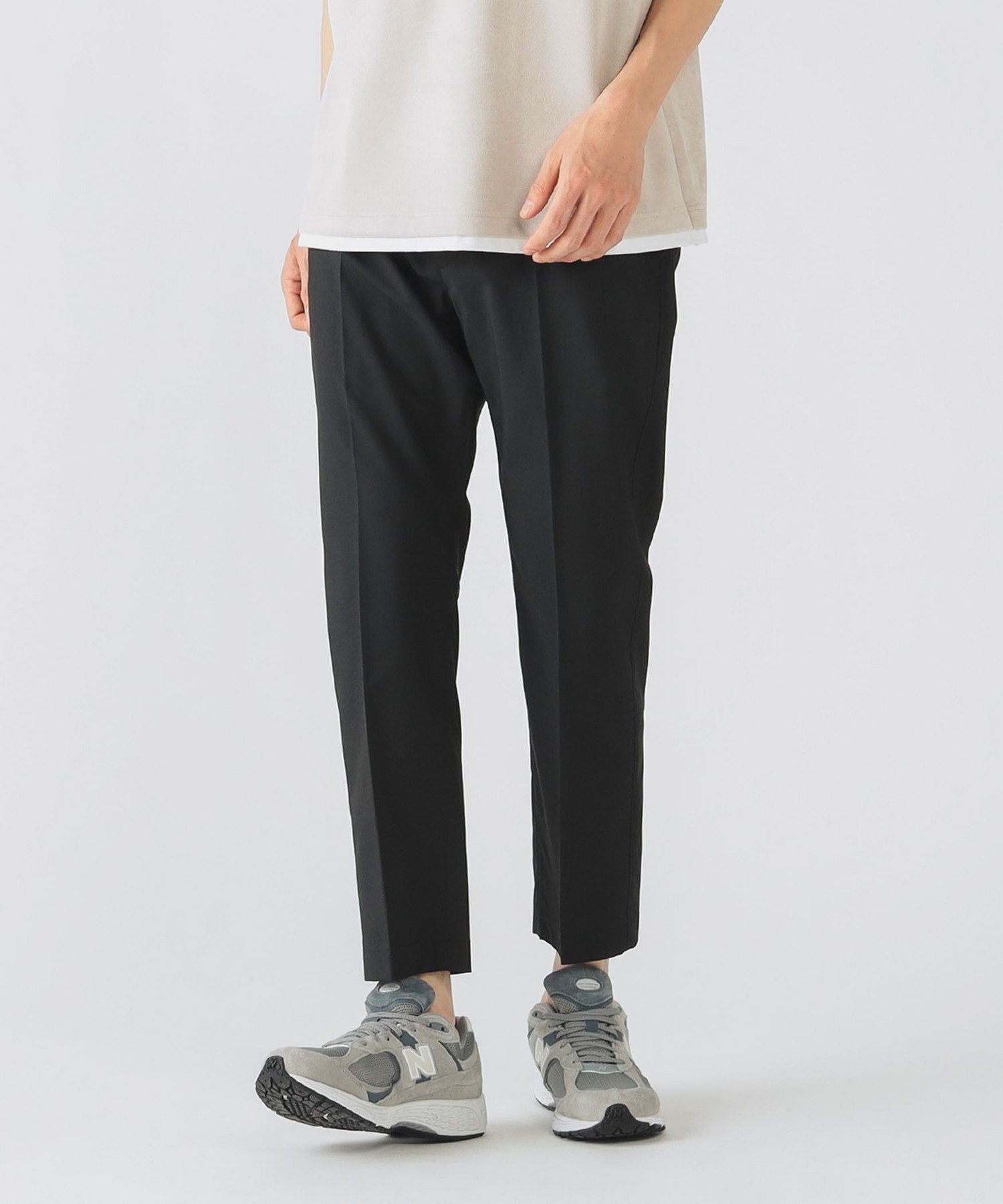 【ビームス ハート/BEAMS HEART / MEN】のアンクル スラックス パンツ インテリア・キッズ・メンズ・レディースファッション・服の通販 founy(ファニー) 　ファッション　Fashion　メンズファッション　Fashion for Men　ボトムス　Bottoms　アンクル　Ankle-Length Design　シャーリング　Shirring, Ruched　ストレッチ　Stretch, Stretchy Fabric　スラックス　Slacks, Dress Pants　チェック　Check, Plaid, Tartan　リラックス　Relax, Relaxed Fit　エレガント 上品　Elegant　無地　Plain, Solid Color　BLACK|ID: prp329100004719259 ipo3291000000034101877