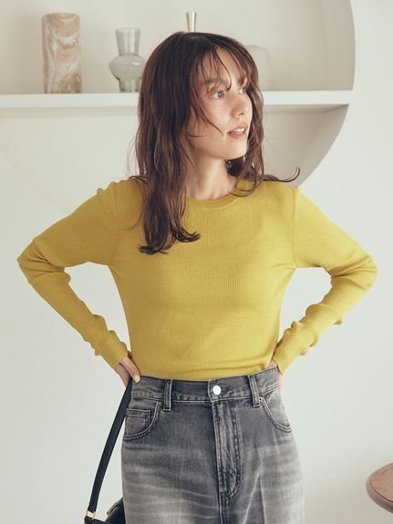 【ミラオーウェン/Mila Owen】のシアーラメクルーネックニットプルオーバー インテリア・キッズ・メンズ・レディースファッション・服の通販 founy(ファニー) 　ファッション　Fashion　レディースファッション　Fashion for Women　トップス・カットソー　Cut & Sew Tops　ニット　Knit Tops & Sweaters　カジュアルプルオーバー・ニットトップス　Pullovers & Knit Tops / Casual Pullovers　インナー　Innerwear　秋　Autumn　今季　This Season, Current Season　シアー　Sheer, See-Through　ジャケット　Jacket, Outerwear　スマート　Smart, Elegant　トレンド　Trend, Trending Now　定番　Standard, Basic Item　人気　Popular, Best Seller　エレガント 上品　Elegant　YEL[032]|ID: prp329100004719773 ipo3291000000034105394