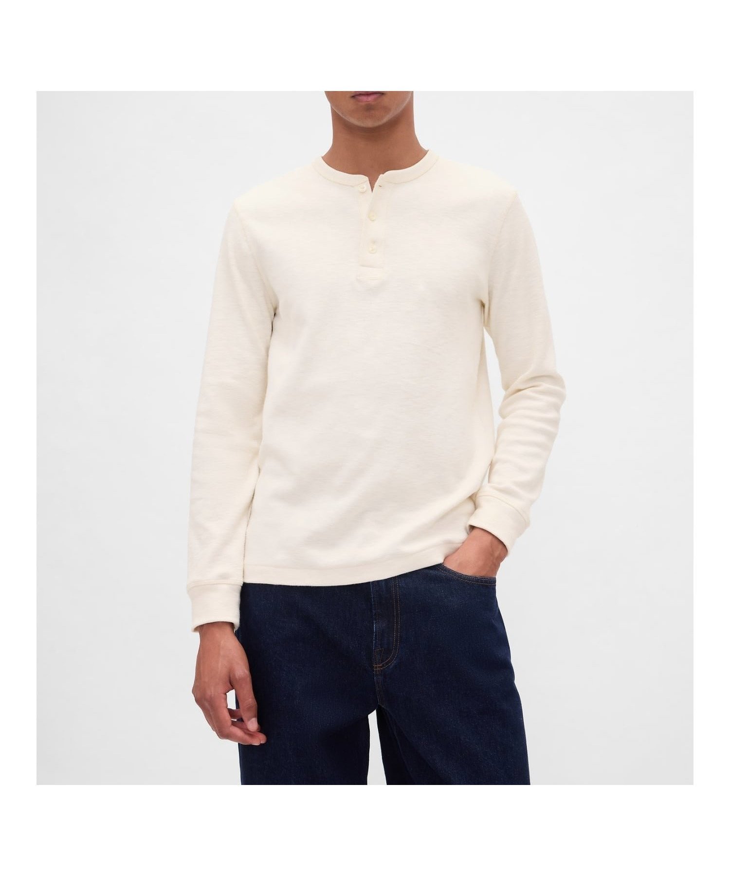 【ギャップ/GAP】のダブルニット ヘンリーネックTシャツ インテリア・キッズ・メンズ・レディースファッション・服の通販 founy(ファニー) 　ファッション　Fashion　レディースファッション　Fashion for Women　トップス・カットソー　Cut & Sew Tops　ニット　Knit Tops & Sweaters　シャツ・ブラウス・オフィスカジュアル　Elegant Blouses & Button-Ups　ロングTシャツ・Tシャツ　Longline T-Shirts & Tees　スリム　Slim, Slim Fit　ダブル　Double, Double-Breasted　フィット　Fit, Slim Fit　長袖　Long Sleeve, Full Sleeve　IVORY_FROST|ID: prp329100004719974 ipo3291000000034331359