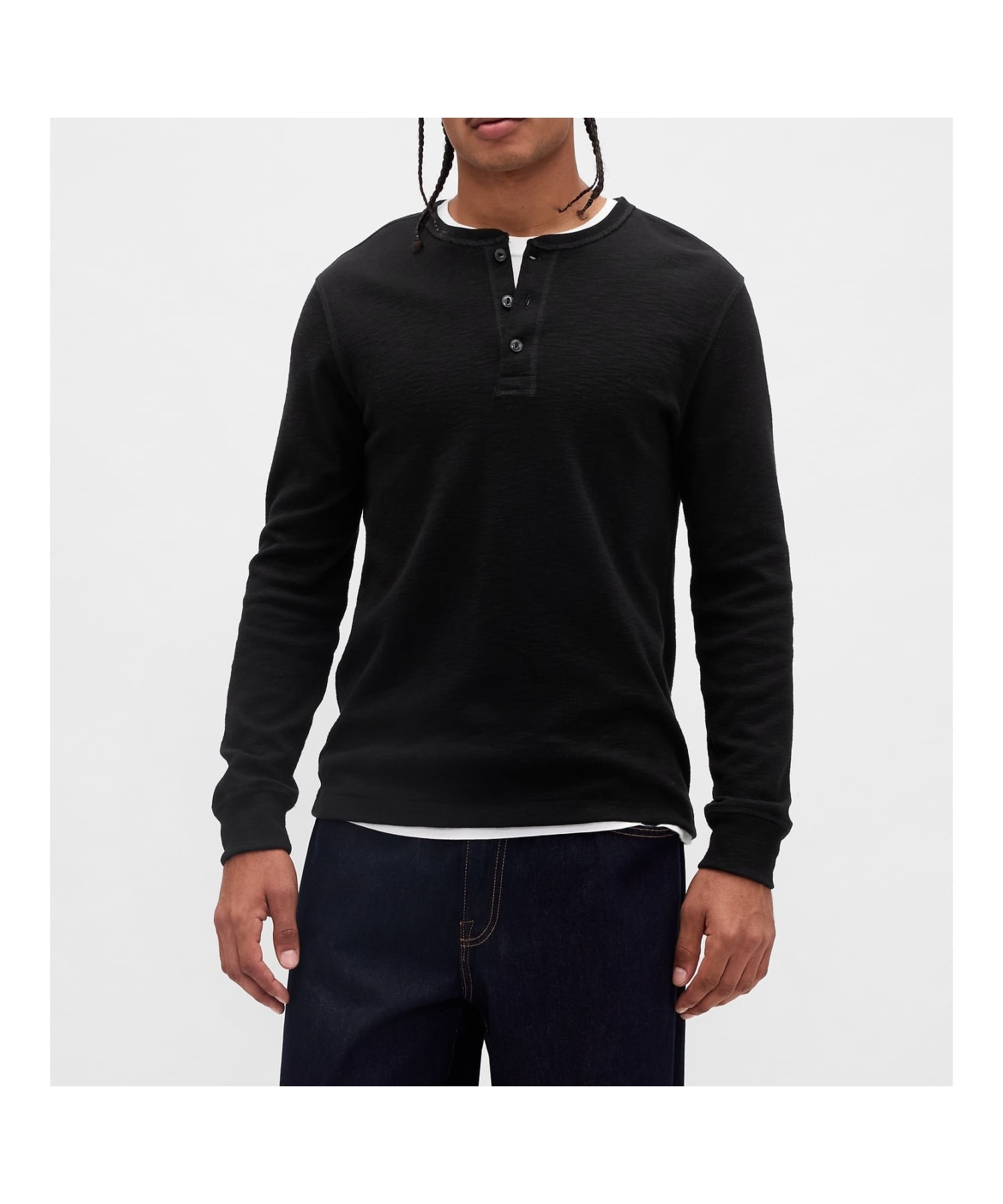 【ギャップ/GAP】のダブルニット ヘンリーネックTシャツ インテリア・キッズ・メンズ・レディースファッション・服の通販 founy(ファニー) 　ファッション　Fashion　レディースファッション　Fashion for Women　トップス・カットソー　Cut & Sew Tops　ニット　Knit Tops & Sweaters　シャツ・ブラウス・オフィスカジュアル　Elegant Blouses & Button-Ups　ロングTシャツ・Tシャツ　Longline T-Shirts & Tees　スリム　Slim, Slim Fit　ダブル　Double, Double-Breasted　フィット　Fit, Slim Fit　長袖　Long Sleeve, Full Sleeve　TRUE_BLACK_V2|ID: prp329100004719974 ipo3291000000034331363
