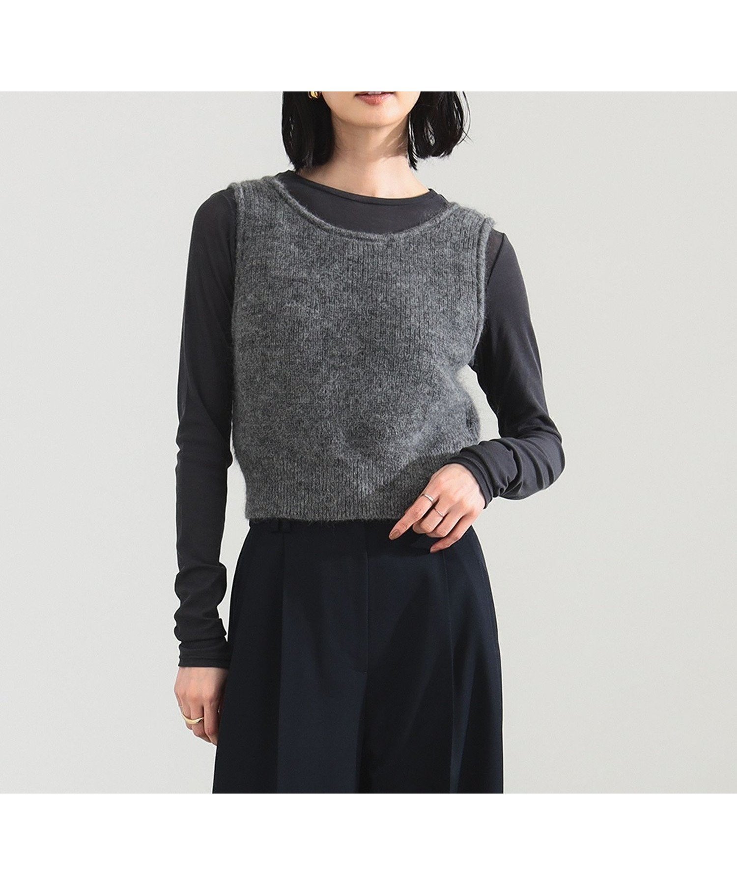 【デミルクス ビームス/Demi-Luxe BEAMS】のモヘヤ ニット ベスト インテリア・キッズ・メンズ・レディースファッション・服の通販 founy(ファニー) 　ファッション　Fashion　レディースファッション　Fashion for Women　アウター　Coat / Outerwear Collection　トップス・カットソー　Cut & Sew Tops　ニット　Knit Tops & Sweaters　ベスト&ジレ / 重ね着スタイル　Vests & Gilets　おすすめ　Recommended / Our Picks　エアリー　Airy Texture　カットソー　Cut and Sewn Top　コンパクト　Compact, Small Size　シアー　Sheer, See-Through　ベスト　Vest, Waistcoat　GREY|ID: prp329100004720081 ipo3291000000034108464