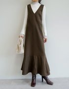 【リエディ/Re:EDIT】の微起毛ツイルナロージャンパースカート 人気、トレンドファッション・服の通販 founy(ファニー) ファッション Fashion レディースファッション Fashion for Women スカート Skirts コンパクト Compact, Small Size シンプル Simple, Minimal ツイル Twist, Twisted Detail バランス Balance, Style Balance フェミニン Feminine, Girly フレア Flare, Flared マーメイド Mermaid, Fishtail Silhouette リブニット Rib Knit, Ribbed Knit レース Lace, Lace Fabric A/W・秋冬 Autumn/Winter おすすめ Recommended / Our Picks thumbnail ブラウン|ID: prp329100004720281 ipo3291000000034499838