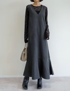 【リエディ/Re:EDIT】の微起毛ツイルナロージャンパースカート 人気、トレンドファッション・服の通販 founy(ファニー) ファッション Fashion レディースファッション Fashion for Women スカート Skirts コンパクト Compact, Small Size シンプル Simple, Minimal ツイル Twist, Twisted Detail バランス Balance, Style Balance フェミニン Feminine, Girly フレア Flare, Flared マーメイド Mermaid, Fishtail Silhouette リブニット Rib Knit, Ribbed Knit レース Lace, Lace Fabric A/W・秋冬 Autumn/Winter おすすめ Recommended / Our Picks thumbnail チャコールグレー|ID: prp329100004720281 ipo3291000000034499839