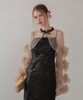 【レジャ/Leja】のLeja-フリルチュールスリーブリボンIラインワンピースドレス結婚式 人気、トレンドファッション・服の通販 founy(ファニー) ファッション Fashion レディースファッション Fashion for Women ワンピース Dresses フォーマル・パーティードレス・結婚式用ドレス Elegant & Casual Dresses エレガント 上品 Elegant クラシカル Classical, Vintage-Inspired シアー Sheer, See-Through スパンコール Sequins, Sequin Embellishment スリーブ Sleeve, Long Sleeve / Short Sleeve チュール Tulip, Tulip Motif デコルテ Décolleté, Neckline ドレス Dress, One-Piece フェミニン Feminine, Girly フラワー Flower, Floral フリル Frill, Ruffle ボレロ Bolero, Short Cardigan モチーフ Motif, Design Theme ラグジュアリー Luxury, Elegant リボン Ribbon, Bow レース Lace, Lace Fabric 結婚式 Wedding |ID:prp329100004720326