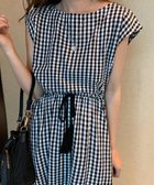 【ミニミニストア/miniministore】のリネンワンピース フレンチスリーブ ブラック(千鳥格柄)|ID: prp329100004720448 ipo3291000000034111228