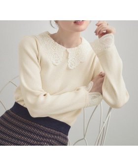 【クチュール ブローチ/Couture Brooch】の【着映え・フェミニン・通勤】レース衿カフス付きリブニット 人気、トレンドファッション・服の通販 founy(ファニー) ファッション Fashion レディースファッション Fashion for Women トップス・カットソー Cut & Sew Tops ニット Knit Tops & Sweaters インナー Innerwear カフス Cuff Design チュール Tulip, Tulip Motif フェミニン Feminine, Girly リブニット Rib Knit, Ribbed Knit レース Lace, Lace Fabric ビジネス 仕事 通勤 Business / Work / Commuting |ID:prp329100004720581