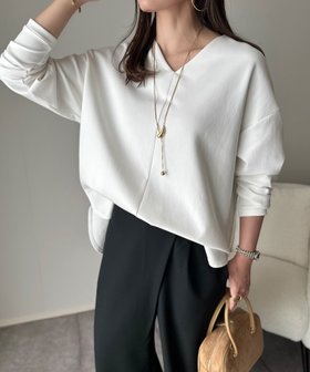 【スタイルドア/STYLEDOOR】のライトダンボール抜き衿プルオーバー 人気、トレンドファッション・服の通販 founy(ファニー) ファッション Fashion レディースファッション Fashion for Women トップス・カットソー Cut & Sew Tops カジュアルプルオーバー・ニットトップス Pullovers & Knit Tops / Casual Pullovers 洗える Machine Washable カットソー Cut and Sewn Top スリット Slit, Slit Detail デニム Denim, Jeans Material パターン Pattern, Design Print ボトム Bottoms, Lower Wear ワイド Wide, Wide Fit エレガント 上品 Elegant |ID:prp329100004720909