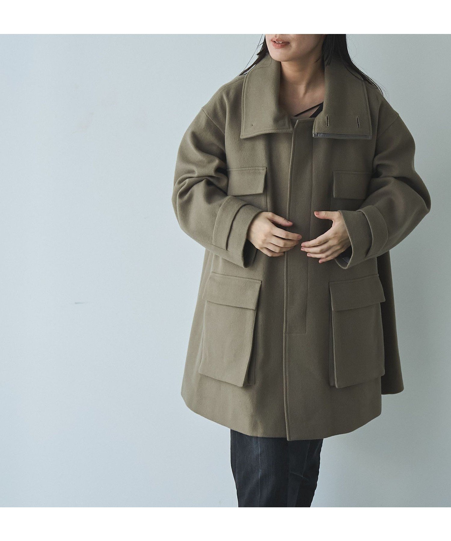 【コーエン/COEN】の【VERY1月号掲載】メルトンミリタリーコート 人気、トレンドファッション・服の通販 founy(ファニー) 　雑誌掲載アイテム　Magazine Picks & Fashion Features　ファッション雑誌　Fashion Magazines　ヴェリィ　VERY　ファッション　Fashion　レディースファッション　Fashion for Women　アウター　Coat / Outerwear Collection　コート・ロングコート・ピーコート　Long Coats, Peacoats & More　1月号　January Issue　スタンド　Stand Collar, Upright Stand　雑誌　Magazine, Fashion Magazine　トレンド　Trend, Trending Now　ビッグ　Big, Oversized　ポケット　Pocket, Pocket Detail　ミックス　Mix, Mixed Style　ミリタリー　Military, Army Style　メルトン　Melton, Heavy Wool　A/W・秋冬　Autumn/Winter　 other-1|ID: prp329100004720948 ipo3291000000034498248