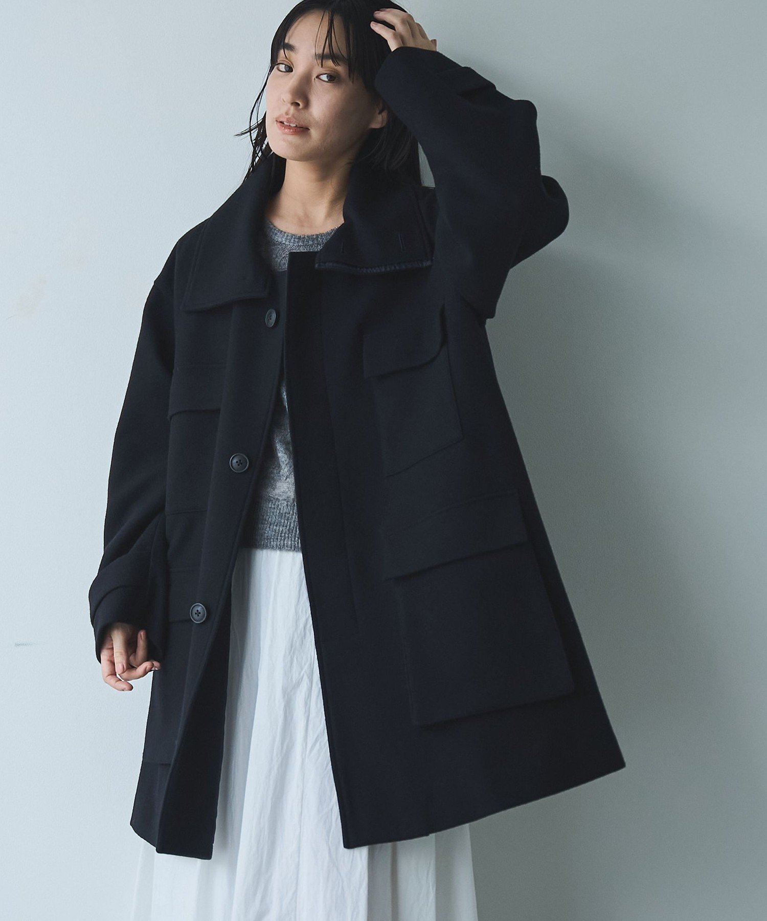 【コーエン/COEN】の【VERY1月号掲載】メルトンミリタリーコート インテリア・キッズ・メンズ・レディースファッション・服の通販 founy(ファニー) 　雑誌掲載アイテム　Magazine Picks & Fashion Features　ファッション雑誌　Fashion Magazines　ヴェリィ　VERY　ファッション　Fashion　レディースファッション　Fashion for Women　アウター　Coat / Outerwear Collection　コート・ロングコート・ピーコート　Long Coats, Peacoats & More　1月号　January Issue　スタンド　Stand Collar, Upright Stand　雑誌　Magazine, Fashion Magazine　トレンド　Trend, Trending Now　ビッグ　Big, Oversized　ポケット　Pocket, Pocket Detail　ミックス　Mix, Mixed Style　ミリタリー　Military, Army Style　メルトン　Melton, Heavy Wool　A/W・秋冬　Autumn/Winter　NAVY|ID: prp329100004720948 ipo3291000000034498252