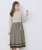 【インデックス/INDEX】の千鳥チェックバイカラーニットワンピース【洗濯機可・抗ピリング】 人気、トレンドファッション・服の通販 founy(ファニー) ファッション Fashion レディースファッション Fashion for Women ワンピース Dresses ニットワンピース Knit Dresses クラシカル Classical, Vintage-Inspired シンプル Simple, Minimal ジャカード／ジャガード Jacquard, Woven Pattern チェック Check, Plaid, Tartan トレンド Trend, Trending Now ハイネック High Neck, Mock Neck ポケット Pocket, Pocket Detail リボン Ribbon, Bow エレガント 上品 Elegant thumbnail グレージュ|ID: prp329100004721002 ipo3291000000034116978