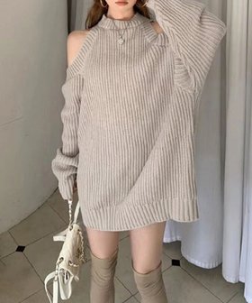 【ミニミニストア/miniministore】のオープンショルダーニットワンピースミニ丈 人気、トレンドファッション・服の通販 founy(ファニー) ファッション Fashion レディースファッション Fashion for Women ワンピース Dresses ニットワンピース Knit Dresses アクリル Acrylic Material トレンド Trend, Trending Now フェミニン Feminine, Girly ロング Long, Long-Length 秋 Autumn A/W・秋冬 Autumn/Winter |ID:prp329100004721007
