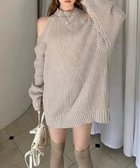 【ミニミニストア/miniministore】のオープンショルダーニットワンピースミニ丈 人気、トレンドファッション・服の通販 founy(ファニー) ファッション Fashion レディースファッション Fashion for Women ワンピース Dresses ニットワンピース Knit Dresses アクリル Acrylic Material トレンド Trend, Trending Now フェミニン Feminine, Girly ロング Long, Long-Length 秋 Autumn A/W・秋冬 Autumn/Winter thumbnail グレイッシュベージュ|ID: prp329100004721007 ipo3291000000034117002