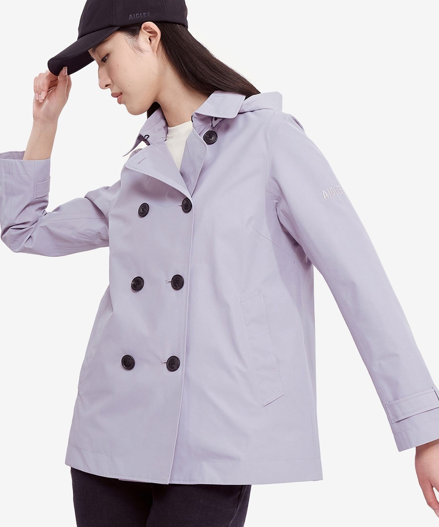 【エーグル/AIGLE】のGORE-TEX ゴアテックス 防水 防風 透湿 フーデッド ショートトレンチコート フード取り外し可 インテリア・キッズ・メンズ・レディースファッション・服の通販 founy(ファニー) 　ファッション　Fashion　レディースファッション　Fashion for Women　アウター　Coat / Outerwear Collection　コート・ロングコート・ピーコート　Long Coats, Peacoats & More　トレンチコート / 春秋の定番アウター　Trench Coats　アウトドア　Outdoor Clothing　クラシカル　Classical, Vintage-Inspired　ショート　Short, Short Length　トレンチ　Trench, Trench Coat　定番　Standard, Basic Item　フィット　Fit, Slim Fit　フラップ　Flap, Flap Pocket　ブルゾン　Blouson, Bomber Jacket　モダン　Modern, Contemporary　レギュラー　Regular, Standard Fit　おすすめ　Recommended / Our Picks　ビジネス 仕事 通勤　Business / Work / Commuting　ライトパープル|ID: prp329100004721012 ipo3291000000034516864