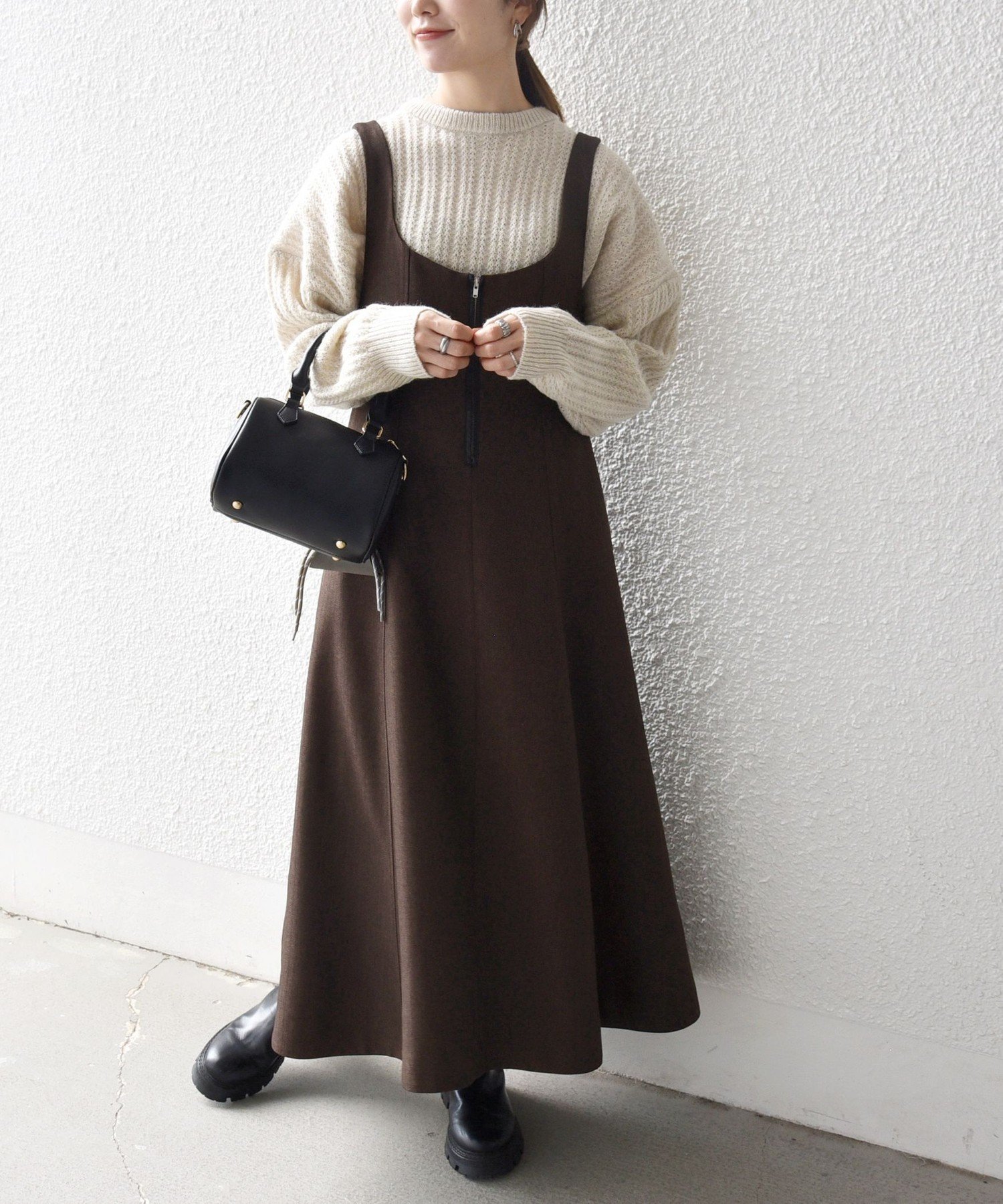 【シップス フォー ウィメン/SHIPS】のSHIPS any ヘリンボーン パイピング フレア ジャンパースカート インテリア・キッズ・メンズ・レディースファッション・服の通販 founy(ファニー) ファッション Fashion レディースファッション Fashion for Women スカート Skirts インナー Innerwear エレガント 上品 Elegant カットソー Cut and Sewn Top クラシカル Classical, Vintage-Inspired タートルネック Turtleneck, High Neck トレンド Trend, Trending Now パイピング Piping, Trim Design フレア Flare, Flared おすすめ Recommended / Our Picks 2025年 2025 2025-2026秋冬・A/W Autumn/Winter 2025–26 AW25–26 ブラウン|ID: prp329100004721016 ipo3291000000034590026