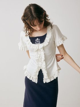 【スナイデル ホーム/SNIDEL HOME】のフリルレースカットプルオーバー 人気、トレンドファッション・服の通販 founy(ファニー) ファッション Fashion レディースファッション Fashion for Women トップス・カットソー Cut & Sew Tops カジュアルプルオーバー・ニットトップス Pullovers & Knit Tops / Casual Pullovers カットソー Cut and Sewn Top ショート Short, Short Length スマート Smart, Elegant フェミニン Feminine, Girly フリル Frill, Ruffle レース Lace, Lace Fabric ロング Long, Long-Length 半袖 Short Sleeve, Half Sleeve |ID:prp329100004721028