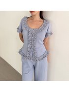 【スナイデル ホーム/SNIDEL HOME】のフリルレースカットプルオーバー 人気、トレンドファッション・服の通販 founy(ファニー) ファッション Fashion レディースファッション Fashion for Women トップス・カットソー Cut & Sew Tops カジュアルプルオーバー・ニットトップス Pullovers & Knit Tops / Casual Pullovers カットソー Cut and Sewn Top ショート Short, Short Length スマート Smart, Elegant フェミニン Feminine, Girly フリル Frill, Ruffle レース Lace, Lace Fabric ロング Long, Long-Length 半袖 Short Sleeve, Half Sleeve thumbnail SAX[083]|ID: prp329100004721028 ipo3291000000034353537